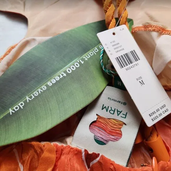 New M Farm Rio x Anthropologie Gradient stripes star halter maxi dress in orange